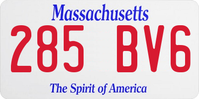MA license plate 285BV6