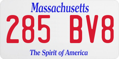 MA license plate 285BV8