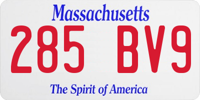 MA license plate 285BV9