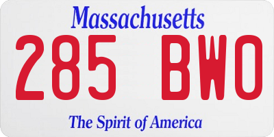 MA license plate 285BW0