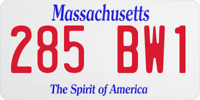 MA license plate 285BW1