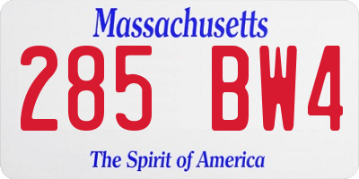 MA license plate 285BW4