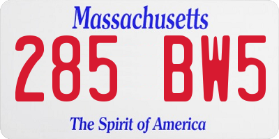 MA license plate 285BW5