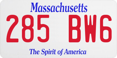 MA license plate 285BW6