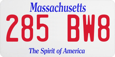 MA license plate 285BW8