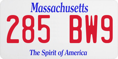MA license plate 285BW9