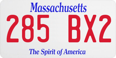 MA license plate 285BX2
