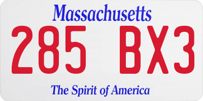 MA license plate 285BX3
