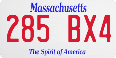 MA license plate 285BX4