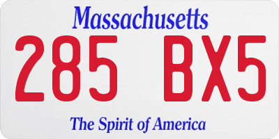 MA license plate 285BX5