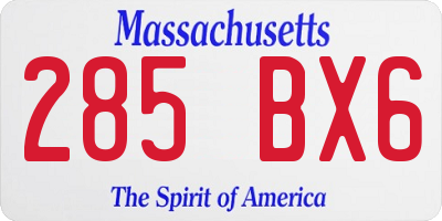 MA license plate 285BX6