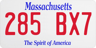 MA license plate 285BX7