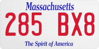 MA license plate 285BX8