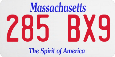 MA license plate 285BX9