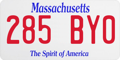 MA license plate 285BY0
