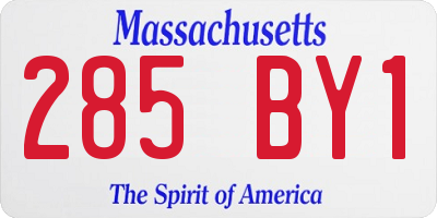 MA license plate 285BY1