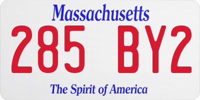 MA license plate 285BY2