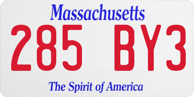 MA license plate 285BY3