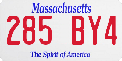 MA license plate 285BY4