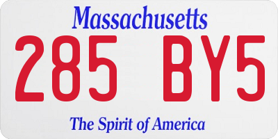MA license plate 285BY5