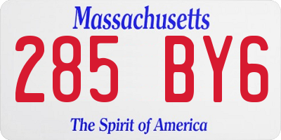 MA license plate 285BY6