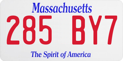 MA license plate 285BY7
