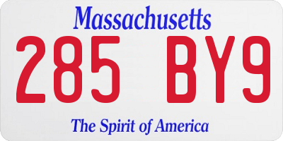 MA license plate 285BY9