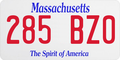 MA license plate 285BZ0