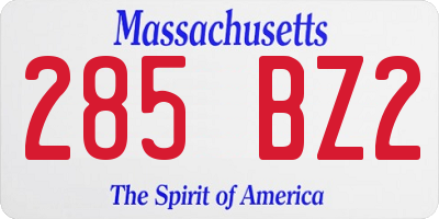 MA license plate 285BZ2