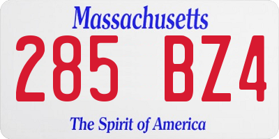 MA license plate 285BZ4