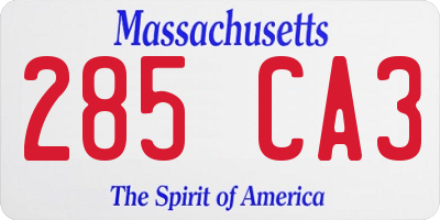 MA license plate 285CA3