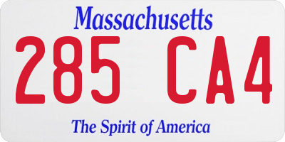 MA license plate 285CA4
