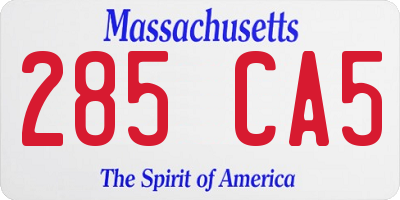 MA license plate 285CA5