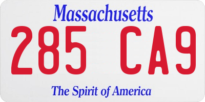 MA license plate 285CA9