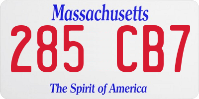 MA license plate 285CB7