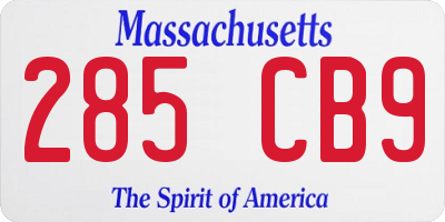MA license plate 285CB9