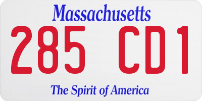MA license plate 285CD1