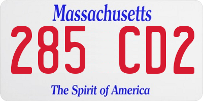 MA license plate 285CD2