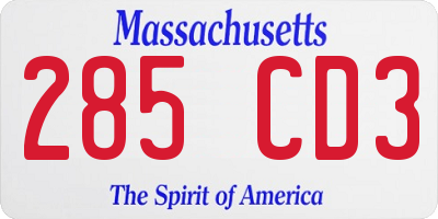MA license plate 285CD3