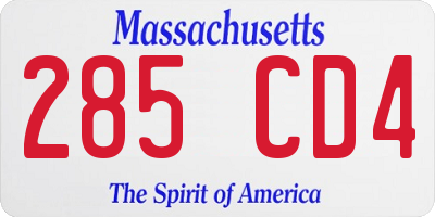 MA license plate 285CD4