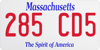 MA license plate 285CD5