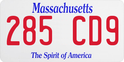 MA license plate 285CD9