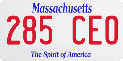 MA license plate 285CE0