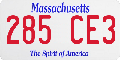 MA license plate 285CE3