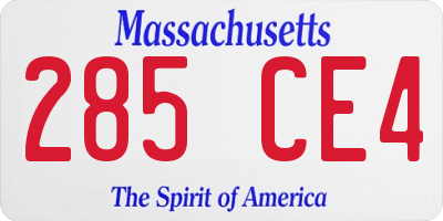 MA license plate 285CE4