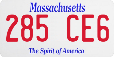 MA license plate 285CE6