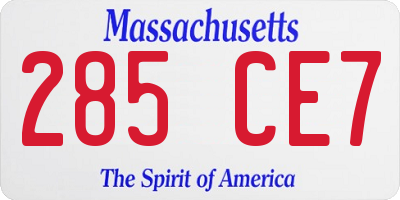 MA license plate 285CE7