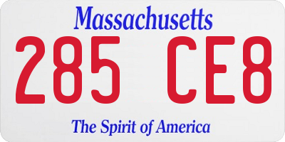 MA license plate 285CE8
