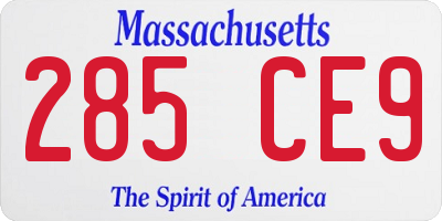 MA license plate 285CE9