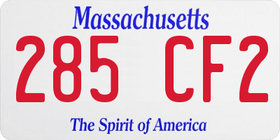 MA license plate 285CF2